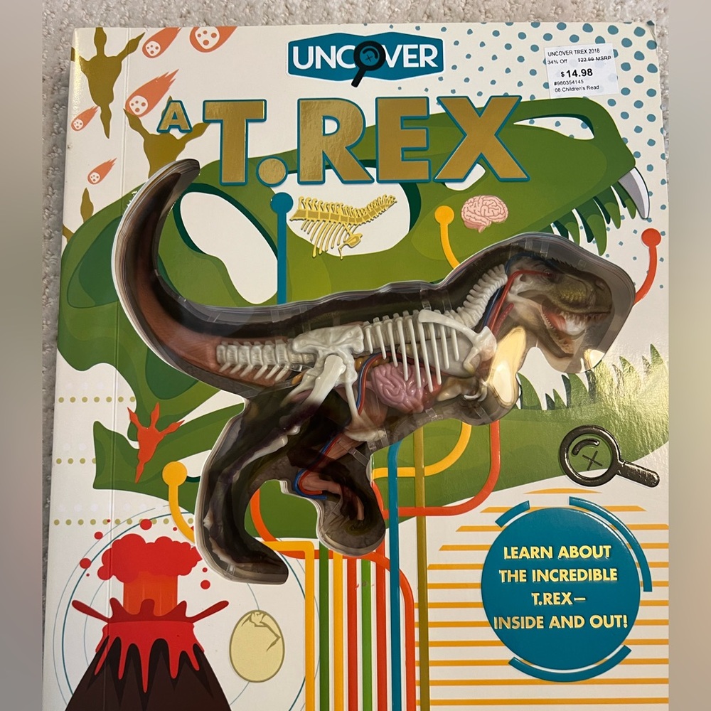 Uncover a T.Rex educational book with an anatomical layered model TRex